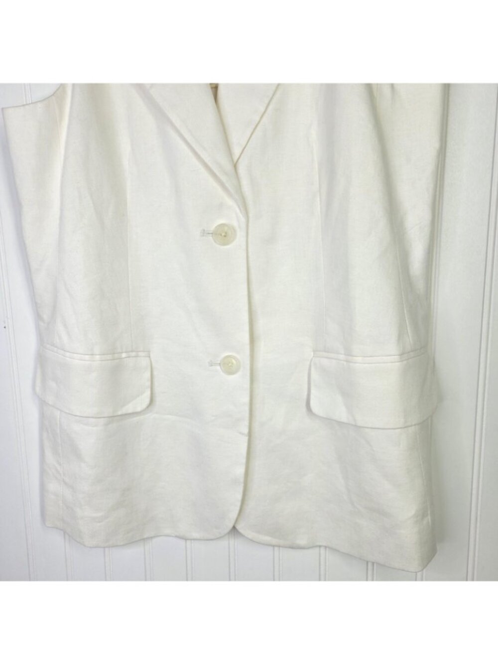 Banana Republic Suit Vest Women 6 Small White Linen Long Tailored Office Summer - Picture 6 of 12